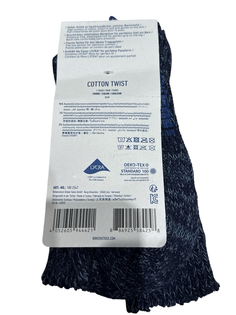 Birkenstock Men’s Navy Marled Crew Socks - Picture 2 of 3